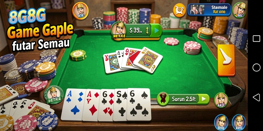 Tampilan gameplay seru di 8G8G dengan kartu Gaple.