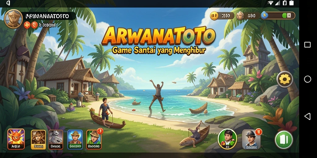 Tampilan gameplay ARWANATOTO yang penuh warna dan interaktif.