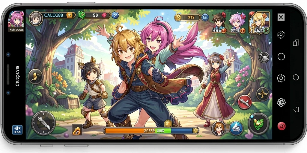 Screenshot gameplay CALO288 menampilkan pertarungan karakter anime yang seru.