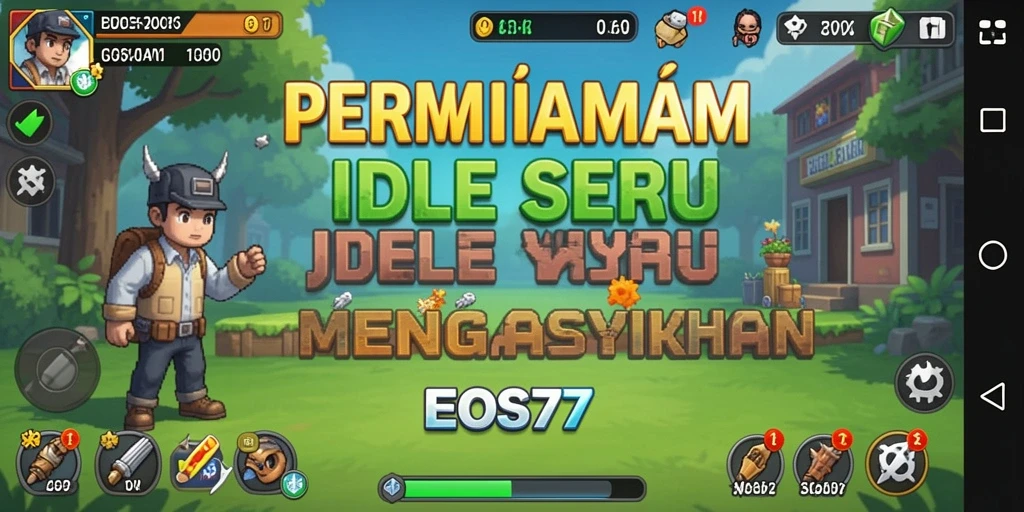 Tampilan gameplay seru dari EOS77 dengan karakter yang aktif dan grafis menarik.
