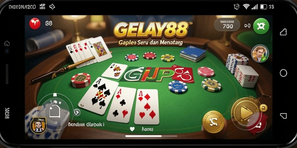 Screenshot utama GELAY88 menunjukkan gameplay Gaple yang seru.