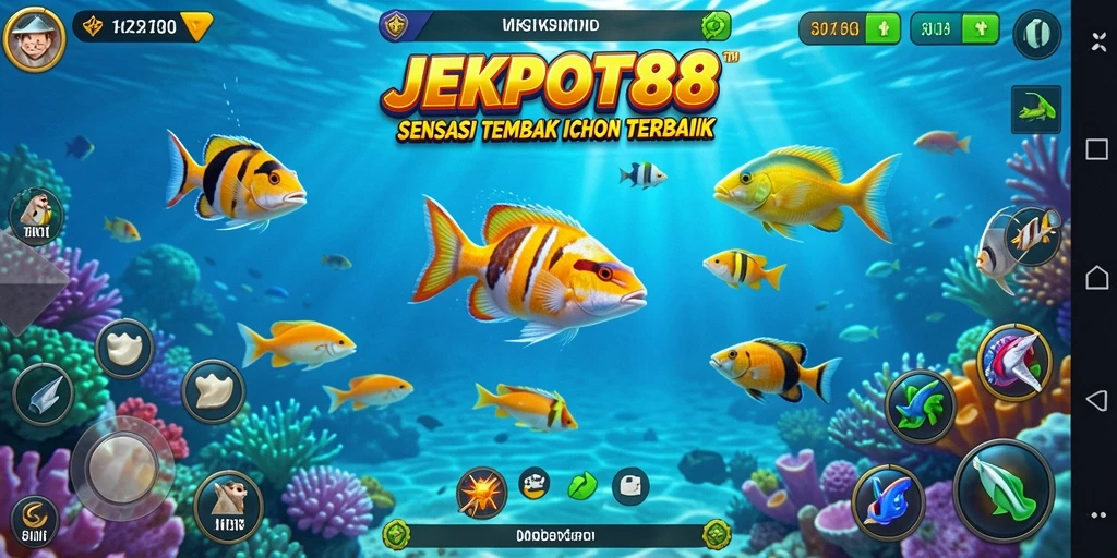 Tampilan gameplay seru dari JEKPOT88 saat menembak ikan.