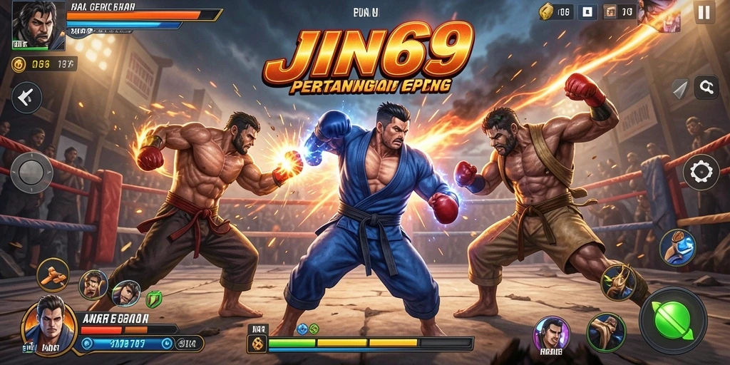 Tangkapan layar gameplay JIN69 dengan aksi pertarungan mendebarkan.