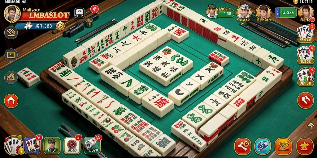 Tampilan gameplay seru LMBASLOT dengan elemen Mahjong.