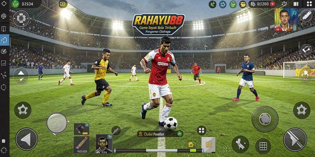 Gameplay yang menegangkan dalam RAHAYU88 dengan aksi sepak bola yang seru.