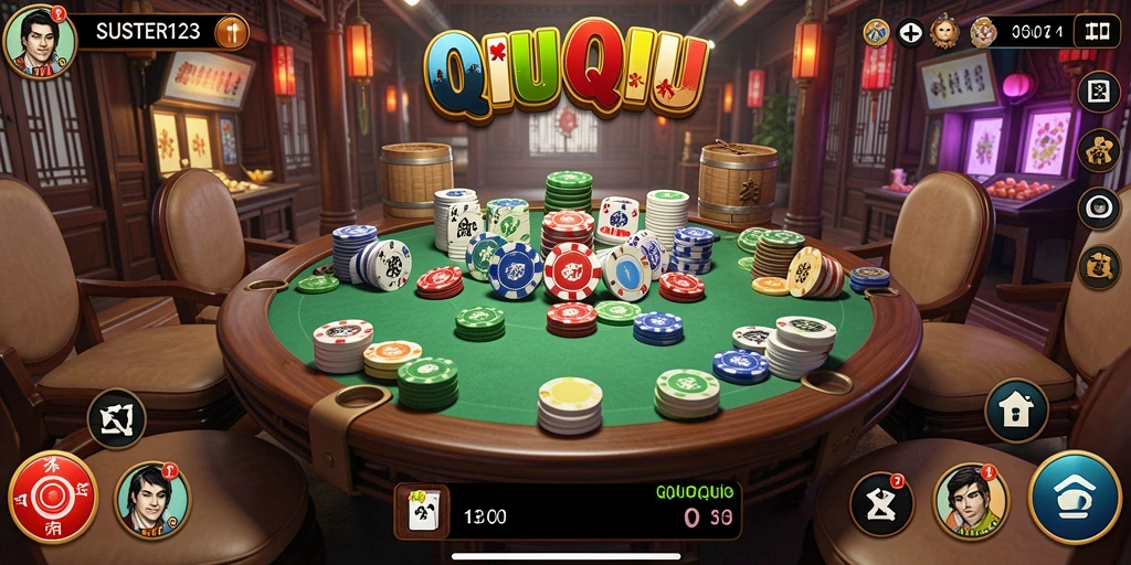 Screenshot gameplay menampilkan aksi seru dalam permainan QiuQiu.