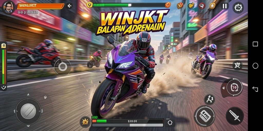 Gameplay seru balapan motor di berbagai lintasan.