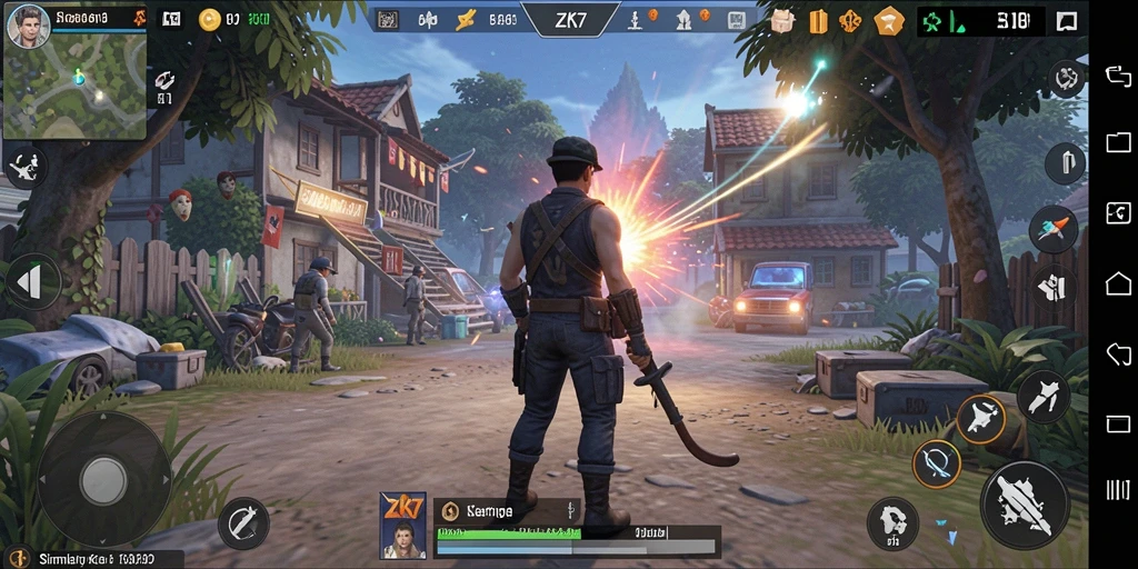 Tampilan gameplay ZK7 yang mendebarkan dan penuh warna.
